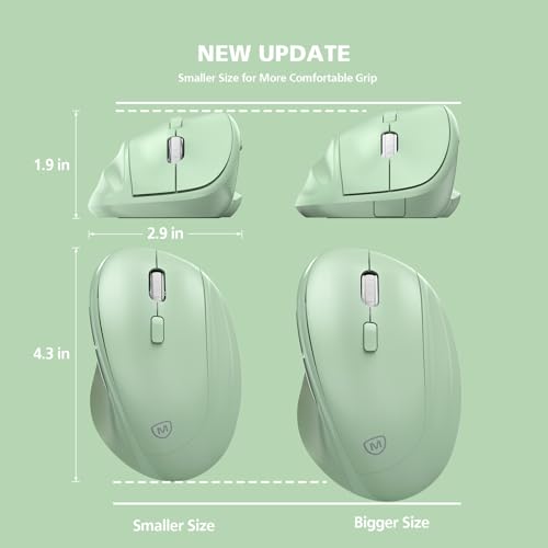 Ergonomic Wireless Mouse with USB Receiver for PC Computer, Laptop and Desktop, Ergo Vertical Mouse with Silent Clicks Long Battery Life, Up to 1600 DPI & 1 AA Battery Powered, Green - color: Green, size: USB Wireless
