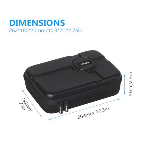 JSVER PU Leather Hard Shell Carrying Case for GoPro Hero13/12/11/10/9/8/7, AKASO EK7000 / Brave 4 4K / Brave 7 LE/Brave 8 / V50X and Insta360 - size: Large-T2