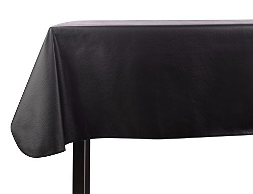 Heavy Duty Vinyl Rectangle or Square Tablecloth – 6 Gauge Heavy Duty Tablecloth – Flannel Backed – Wipeable Tablecloth with Vivid Colors & Many Sizes 52 x 90 Black - color: Black, size: 90" x 52" (Rectangle / Oblong)