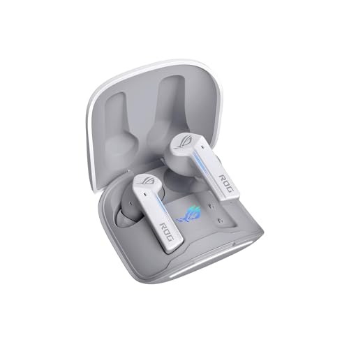 ASUS ROG Cetra True Wireless Gaming Earbuds – Bluetooth, Low-Latency, ANC Noise Cancelling, Touch Control, IPX4 Water Resistant, 27Hr Battery, Wireless Charging, for PC, Mobile, Switch, Ally/X - White - color: White, size: Cetra True WL (In-Ear)