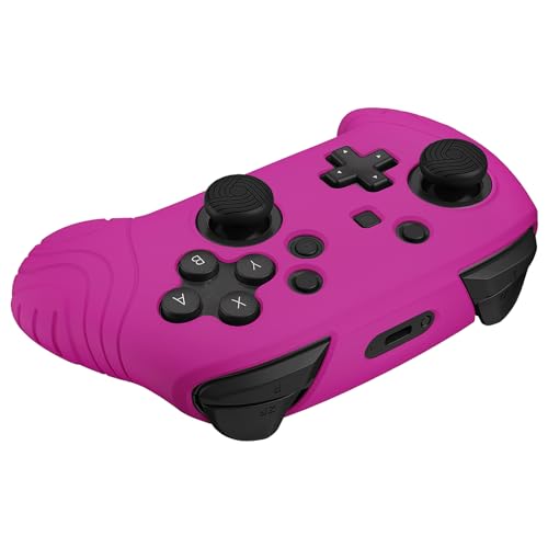 playvital Samurai Edition Ergonomic Silicone Skin Protective Case for Nintendo Switch Pro, Soft Anti-slip Controller Grip Protector for Nintendo Switch Pro with Thumb Grips - Neon Purple - color: Neon Purple