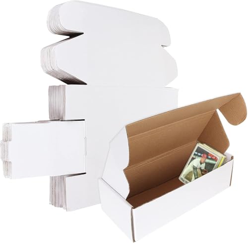 JMIATRY 20PCS 500 Count Trading Card Storage Box, Baseball Card Storage Box | Corrugated Cardboard, White Card Box, Business Card Boxes For Shipping, Hockey Cards, Sport Cards Storage, 9.4x3.9x2.8IN