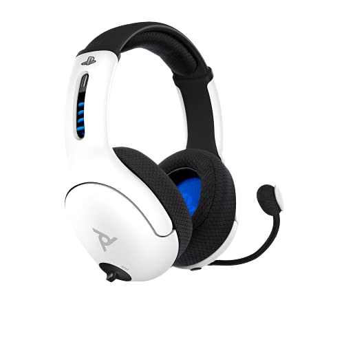 PDP LVL50 Wireless Stereo Gaming Headset, Officially Licensed by Sony PlayStation 5, PS5/PS4/PS3/PC, Lightweight Durable 40 Foot Connection, Noise-canceling Flip-to-Mute Mic, White - color: White, style: Wireless