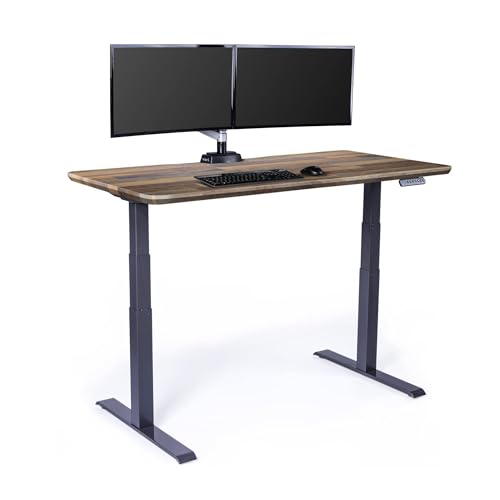 Vari Classic Electric Standing Desk – 60x30 – Reclaimed Wood/Slate | Height Adjustable Sit-Stand Desk, Dual Motor with 4 Memory Presets, Stable T-Style Legs - color: Reclaimed Wood / Slate Legs, size: 60 in x 30 in