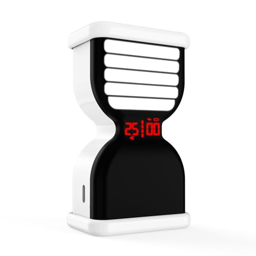 Digital Hourglass Timer, Sand Timer Rechargeable Visual Pomodoro Timers with On/Off Alarm Volume & LED Display, Desk Flip Timer for Study,Work, Kitchen (White) - color: White