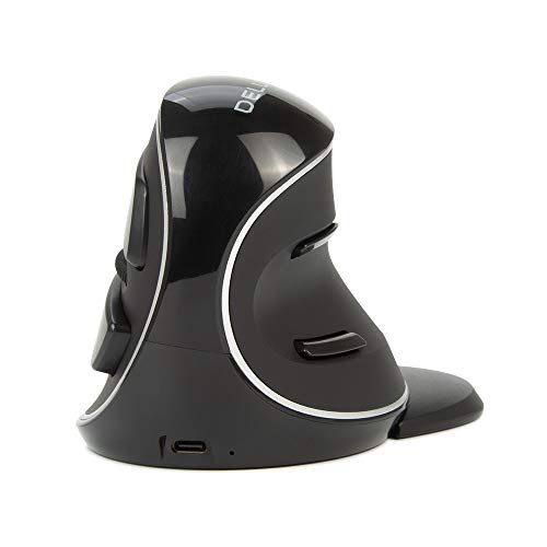 DELUX Wireless Ergonomic Vertical Mouse, Rechargeable Ergo Mouse for Large Hands, Slient Click, Removable Wrist Rest, Up to 4000 DPI, 6 Buttons,2.4G Dual Mode, Compatible with Laptop/PC (M618PD-Black) - color: Bluetooth+2.4G