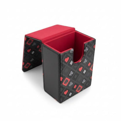 Double Decker Leather Poker Card Case - Holds Two Sets of Poker Size Cards - Premium Dual-Deck Holder with Stylish Design and Secure Closure (Royal Suits) - color: Royal Suits