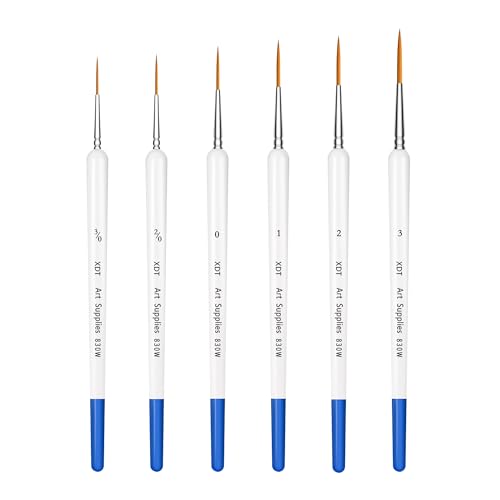 XDT Rigger Brushes,Watercolor & Liner Brushes Set with Slender Nylon Hair– Comfort Grip Detail Paint Brushes for Acrylic, Oil & Fine Art - color: Blue-w 8pc