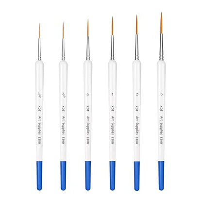 XDT Rigger Brushes,Watercolor & Liner Brushes Set with Slender Nylon Hair– Comfort Grip Detail Paint Brushes for Acrylic, Oil & Fine Art - color: Blue-w 8pc