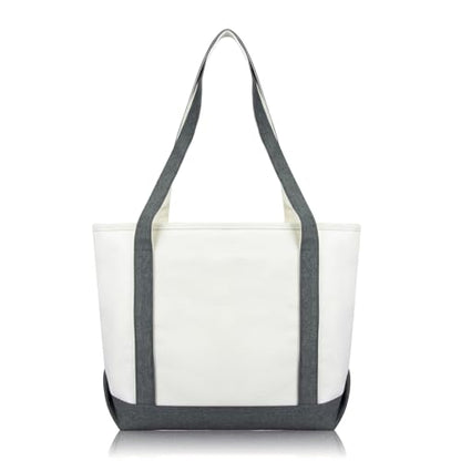 DALIX Daily Shoulder Tote Bag Premium Cotton in Gray - color: Gray