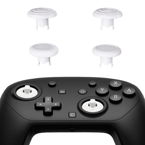 eXtremeRate ThumbsGear Interchangeable Ergonomic Thumbsticks for Nintendo Switch 2 Pro Controller, Replacement Analog Thumb Sticks & Tools, 2 Height Adjustable Convex & Concave Grip Joysticks - White - color: White