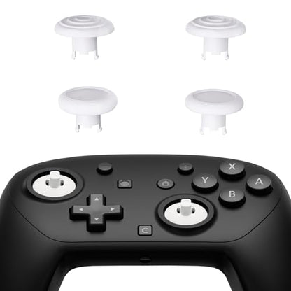 eXtremeRate ThumbsGear Interchangeable Ergonomic Thumbsticks for Nintendo Switch 2 Pro Controller, Replacement Analog Thumb Sticks & Tools, 2 Height Adjustable Convex & Concave Grip Joysticks - White - color: White