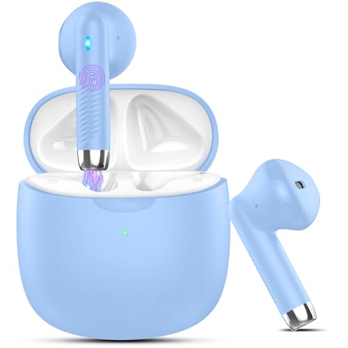 Wireless Earbuds, Bluetooth 5.4 Headphones in Ear with Noise Cancelling Mic, Bluetooth Earbuds Stereo Bass, IP7 Waterproof Sports Earphones, 32H Playtime USB C Charging Buds Light Blue for Android iOS - color: Light Blue