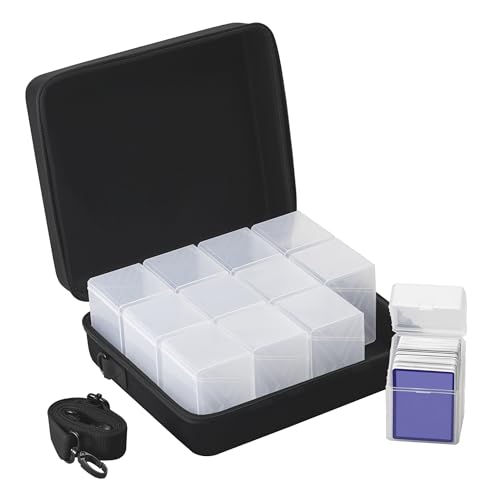 Brappo Deck Box with Carrying Case. Deck Boxes for MTG, TCG, Sports Cards.Set includes 12 packs of Card Deck Storage Boxes. Holds up to 2400 cards.(No Cards) (Clear, 12 pack) - color: Clear, size: 12 pack