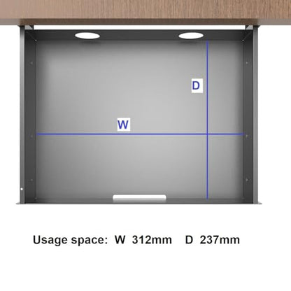 Under Desk Slide out Drawer 13.4" Wide with Cable Management | Steel Pull Out Add-On Storage Organizer for Office & Standing Desks with High Crossbar, 13.4" W x 9.3" D ,Black (Medium)