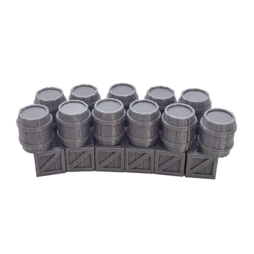 Crates and Barrels DND Terrain Compatible DND Terrain for 25mm Dungeons and Dragons, D&D,40k, RPG, 25mm MiniaturesTabletop RPGs, Wargame Scenery(12PCS Crates+11PCS Barrels)