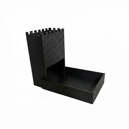 Portable Collapsible Dice Tower - Black Castle Design, Compact Phone-Sized Foldable Dice Roller for Tabletop RPG and Board Games
