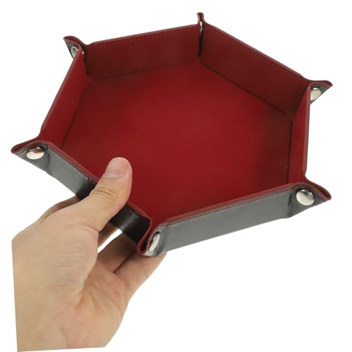 Vaguelly Tabletop Foldable Pu Dice Tray Dice Storage Holder for Games Stylish Deep Design Easy to Clean