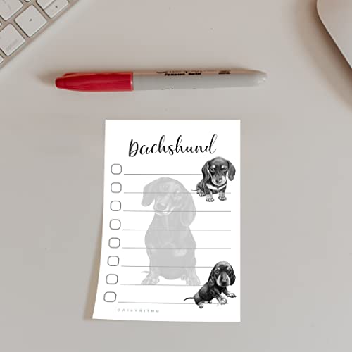 Dachshund Sticky Notepad to Do List | Weiner Dog Lover Gifts for Women | Office School Supply Sticky Notes 4"x6" 50 Pages - size: Dachshund