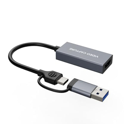 4K HDMI Video Capture Card 1080p60, USB 3.0 & Type-C, Plug-and-Play Game Capture for PS5/Xbox/Switch/Quest 3, iPad Pro/Mac/Windows/OBS, Zero-Lag Pass-Through, Pocket Aluminum Case