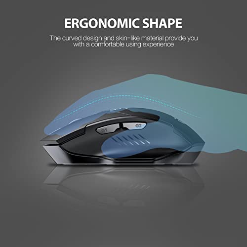 INPHIC Bluetooth Mouse, Upgraded Visible Battery, Rechargeable Bluetooth Wireless Mouse (Dual Mode: BT 5.0+ USB 2.4G), 2400DPI Portable Silent Click Mouse for Laptop PC Computer Mac, Black - color: Black