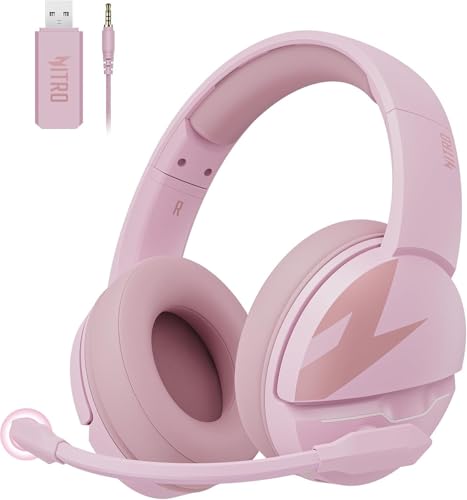 acer Wireless Gaming Headset, PS5 Headset with 2.4GHz for Ps5, Ps4, PC, Switch, Bluetooth 5.3 + 100Hrs Gaming Headphones with Noise Canceling Mic for Laptop, Mobile, Mac, 50mm Drivers (Pink) - color: Pink