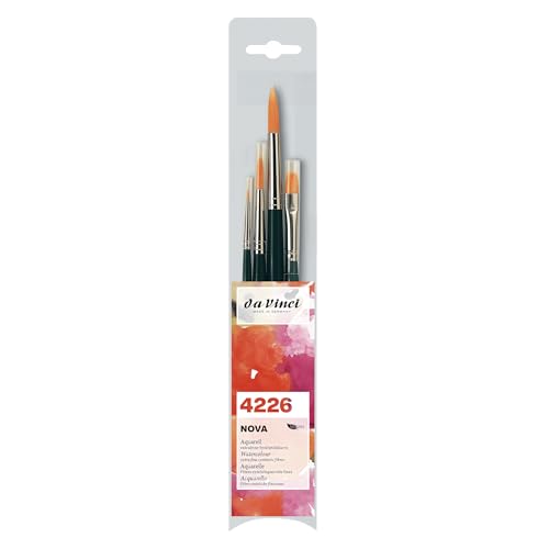 da Vinci Watercolor Series 4226 Nova Paint Brush Set, Synthetic, Multiple Sizes, 4 Brushes (Series 1570, 122) - style: Nova Sampler Set