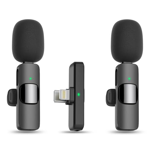 MAYBESTA Wireless Lavalier Microphone for iPhone, iPad, Android - Bluetooth Lapel Phone Mic for Video Recording - Mini Clip on Microphones for YouTube Podcast Interview(Black) - color: Elegant Black