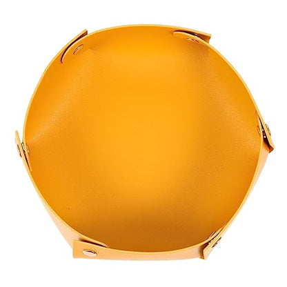 Dice Storage Box Pu Folding Dice Tray Desk Tray Bead Organizers and Storage - color: Yellow