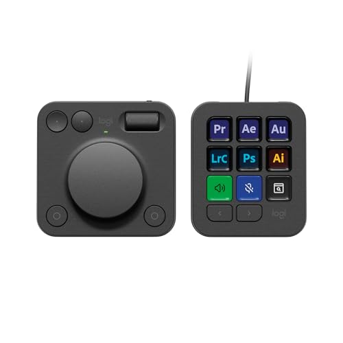 Logitech MX Creative Console 9 Customizable Keys - Graphite | Control Dial, for graphic design, Zoom and Spotify, includes 3-Month Adobe Cloud Membership, Stream Deck Accessories - color: Graphite