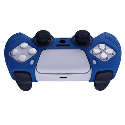 eXtremeRate PlayVital Samurai Edition Blue Anti-Slip Controller Silicone Skin for ps5, Ergonomic Soft Rubber Protective Case for ps5 Controller with Black Thumb Stick Caps - color: Blue