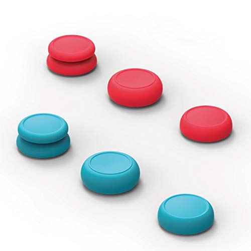Skull & Co. Skin, CQC and FPS Thumb Grips Set Joystick Cap Analog Stick Cap for Nintendo Switch Joy-Con Controller - Neon Red+Blue, 3 Pairs(6pcs)