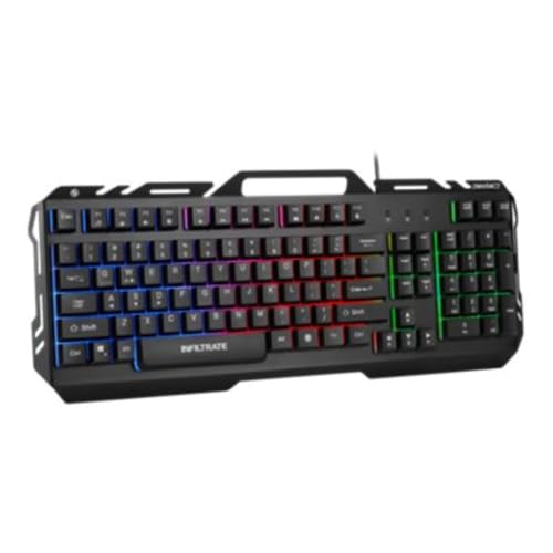 Accessory Power Infiltrate KL2 Membrane Gaming Keyboard - Quiet Keyboard with 3 Multi Color LED Lighting Modes