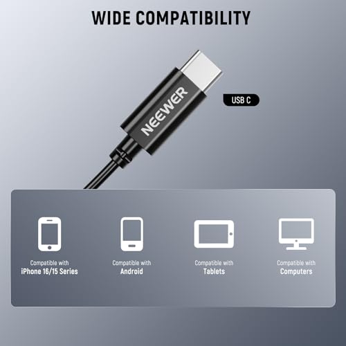 NEEWER Mini USB C Lavalier Microphone 2 Pack Compatible with iPhone 16 15 Pro Max Android Phone Tablet PC, Clip On Omnidirectional Condenser Lapel Mic with 2m/6.6ft Cable - style: CM6(2-Pack)w/USB-C Plug