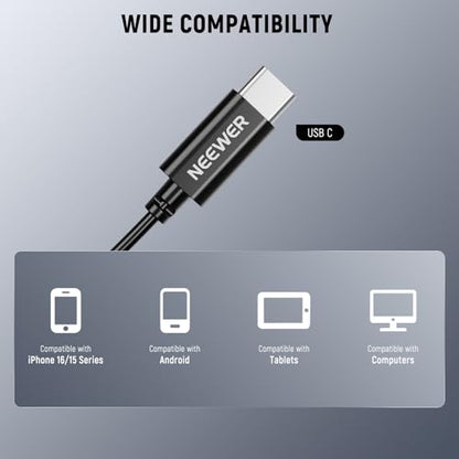 NEEWER Mini USB C Lavalier Microphone 2 Pack Compatible with iPhone 16 15 Pro Max Android Phone Tablet PC, Clip On Omnidirectional Condenser Lapel Mic with 2m/6.6ft Cable - style: CM6(2-Pack)w/USB-C Plug