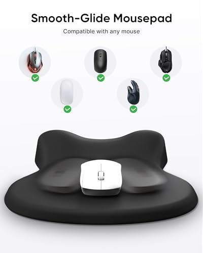 Ergonomic Mouse Pad with Wrist Rest, Mouse Pad Wrist Support(11.8L x 8W) | Large Size and Thick Mouse Mat, Hard Base, Non-slip - color: Black