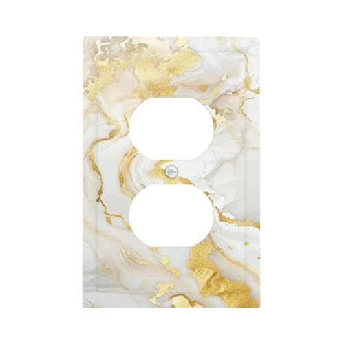 Decorative Outlet Covers Luxury Marble Grey Gold Foil Abstract Art 1 Gang Duplex Light Switch Cover Plate Unique Wall Plates for Electrical Outlets Switch Plate Covers for Modern Home Decor - color: Marble Texture, size: 1 Gang Duplex