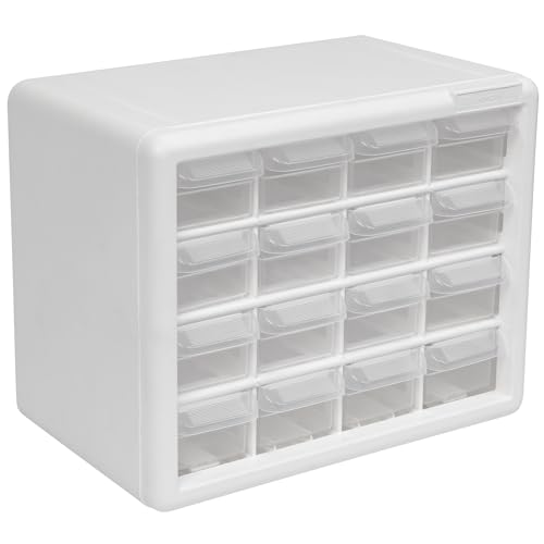 Akro-Mils 16-Drawer Plastic Drawer Storage Cabinet for Garage Organization, Beads, Makeup Organizer, Building Bricks Storage, Teacher Toolbox, 10-1/2" W x 6-1/2" D x 8-1/2" H, 10116 White - color: White, size: 16 Drawer, style: 1 Pack