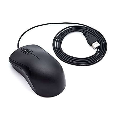 Amazon Basics 3-Button USB Wired Mouse with Precision Scroll Wheel, 1000 DPI, Ergonomic Grip, Plug and Play, 6-foot Cable, Black