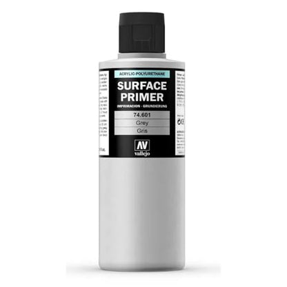 Vallejo - Surface Primer Color | Grey Acrylic Primer 200 ml (6.76 fl.oz.) | Matte Finish and Fast Drying | Perfect for Airbrushing and Great Adhesion to Figurines and Scale Models - style: Grey Primer 200 ml. (6.76 fl.oz.)
