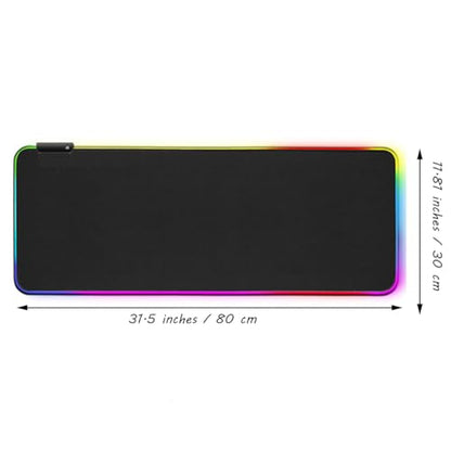 Keyboard Pad Gaming Mouse Pad RGB LED Light 31.5" x 11.8" E-Sports Gamer Mouse Pad Computer Backlit Mat Extended Thickened Non Slip for PC Laptop Desktop Mac Game Typing