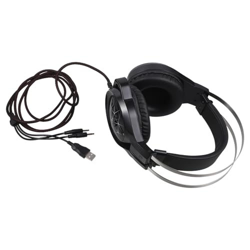 TEHAUX 1pc Wired Gaming Headset Noise Isolation Microphone Comfortable Over-Ear Headphones for Computer and Console Gaming Black Upgraded Dual-Jack Version