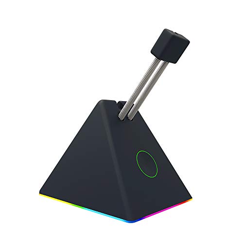 HOTLINEGAMES Mouse Bungee PC Gaming Mouse Cable Management Pro Cord Management System Fixer Holder for Esports FPS Game, with 4 LED Color Modes & RGB Gaming Mouse Cord Holder (4.0 RGB)