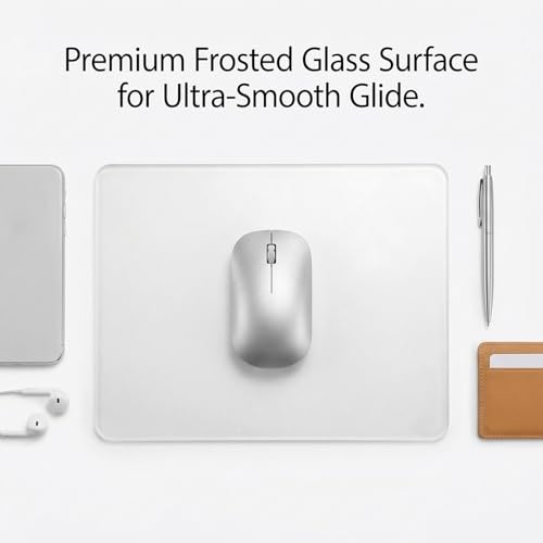 1-Pack Medium Glass Gaming Mouse Pad, 300x250mm Hard Surface Mousepad with Improved Precision for Low Friction Professional Gaming and Office Use (Frosted Clear) - size: 11.8L x 9.8W inches