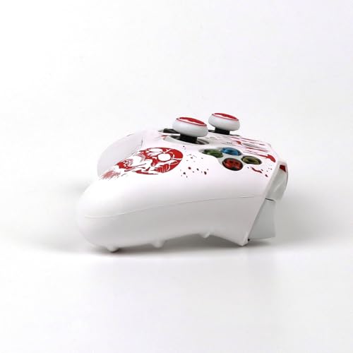 Skull Controller Skin Compatible with Xbox Series X Wireless Controller, RALAN Protector Case， Customised Thumb Grips Cap - color: Skull white red