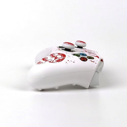 Skull Controller Skin Compatible with Xbox Series X Wireless Controller, RALAN Protector Case， Customised Thumb Grips Cap - color: Skull white red