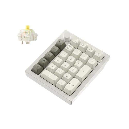 Keychron Q0 Max Wireless Custom Mechanical Numpad, 2.4 GHz/Bluetooth 5.1/Wired QMK Number Pad, RGB Hot-Swappable with Gateron Banana Switch for Laptop Mac Windows Linux - White - color: Gateron Jupiter Banana Switch-White
