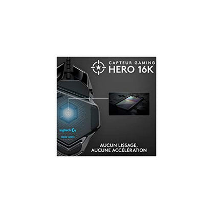 Logitech G502 Hero High Performance Wired Gaming Mouse, 25K Sensor, 25,600 DPI, RGB, Adjustable Weights, 11 Programmable Buttons, On-Board Memory, PC/Mac - Black