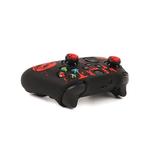 Skull Controller Skin Compatible with Xbox Series X Wireless Controller, RALAN Protector Case， Customised Thumb Grips Cap - color: Skull black red