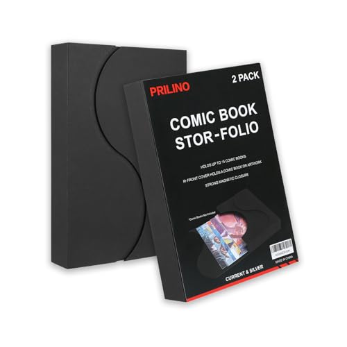 2-Pack Black Comic Book Stor-Folio - Storage Box for Current and Silver Age Comics, Portable Folio With Strong Magnetic Closure, Ideal for Conventions - size: 2ct Black Comic Book Stor Folio